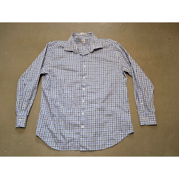 Peter Millar Crown‎ Blue Plaid Long Sleeve Button Down Shirt Men's Size XL - Picture 1 of 4